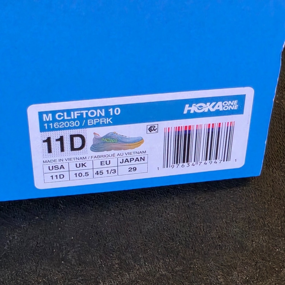 New Men's 11D Hoka Clifton 10 Blue Multi Color Running Gym Shoes 1120530 BBPK - Picture 8 of 9
